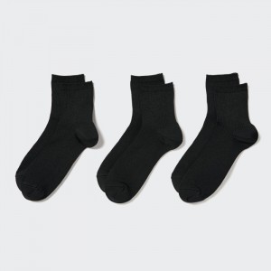 Ponozky Uniqlo Crew Rebrovaný (3 Pairs) Damske Čierne Slovensko | R045465