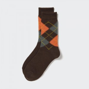 Ponozky Uniqlo HEATTECH Argyle Damske Tmavo Hnede Slovensko | A409673