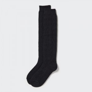 Ponozky Uniqlo HEATTECH Cable Knee-High Damske Čierne Slovensko | K049174