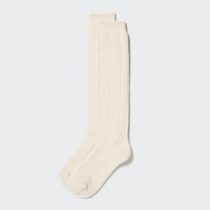 Ponozky Uniqlo HEATTECH Cable Knee-High Damske Biele Slovensko | U556124