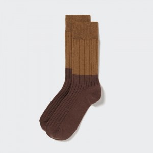 Ponozky Uniqlo HEATTECH Color Block Panske Hnede Slovensko | O520117