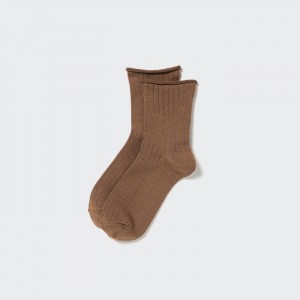 Ponozky Uniqlo HEATTECH Crew Top Roll Damske Hnede Slovensko | D713371