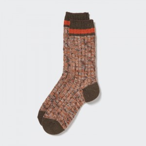 Ponozky Uniqlo HEATTECH Slub Rebrovaný Panske Hnede Slovensko | C372062