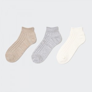 Ponozky Uniqlo Kratke 3 Pack (Mix Yarn Rebrovaný) Damske Béžové Slovensko | V667121
