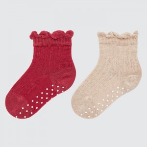 Ponozky Uniqlo Regular (2 Pairs)(Frill/Flower/Bird) Pre Babatka Červené Slovensko | F254353