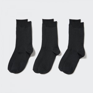 Ponozky Uniqlo Siroke Topanky Rebrovaný (3 Pairs) Damske Čierne Slovensko | B772387