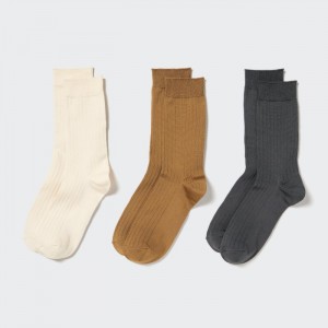 Ponozky Uniqlo Siroke Topanky Rebrovaný (3 Pairs) Damske Natural Slovensko | D926799