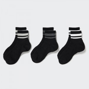 Ponozky Uniqlo Socks 3 Pack (Crew Pile Line) Damske Čierne Slovensko | T106965