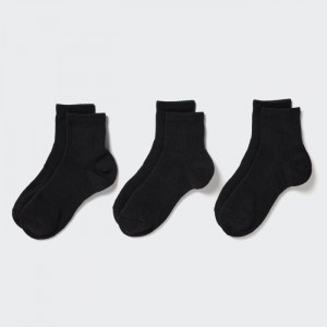 Ponozky Uniqlo Socks 3 Pack (Rebrovaný Pile) Damske Čierne Slovensko | U397228