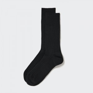 Ponozky Uniqlo Supima® Bavlnene Siroke Topanky Rebrovaný Panske Čierne Slovensko | O284462