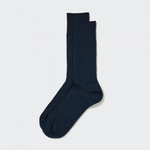 Ponozky Uniqlo Supima® Bavlnene Siroke Topanky Rebrovaný Panske Námornícka Modrá Slovensko | T192637