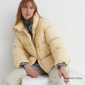 Páperové Bundy Uniqlo Powder Soft (NANODESIGN™) Damske Žlté Slovensko | E193483