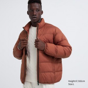 Páperové Bundy Uniqlo Ultra Light (3D Cut Siroke Topanky Quilt) Panske Tmavo Oranžové Slovensko | F945566