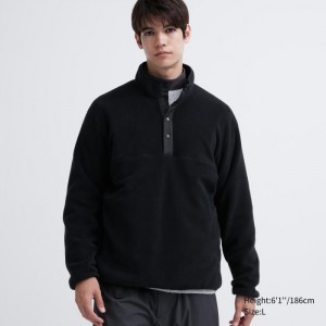 Pulover Uniqlo Fleece Button Up Long-Sleeve Panske Čierne Slovensko | M374713