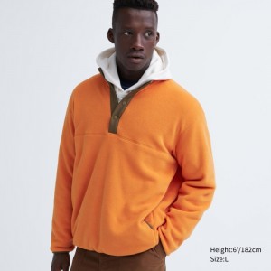 Pulover Uniqlo Fleece Button Up Long-Sleeve Panske Oranžové Slovensko | T358393