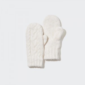 Rukavice Uniqlo HEATTECH Cable Pletené Mittens Detske Biele Slovensko | I937053