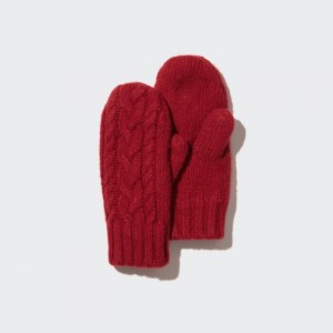 Rukavice Uniqlo HEATTECH Cable Pletené Mittens Detske Červené Slovensko | A613549