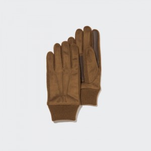 Rukavice Uniqlo HEATTECH Podsite Faux Semisove Panske Hnede Slovensko | V235917