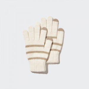 Rukavice Uniqlo HEATTECH Pruhované Pletené Detske Biele Slovensko | M418831