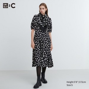 Saty Uniqlo Balloon Sleeve Kratke-Sleeve Damske Čierne Slovensko | S007460