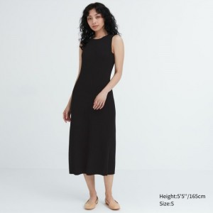 Saty Uniqlo Bavlnene Blend Knit Bez Rukavov Damske Čierne Slovensko | C670550
