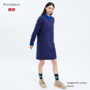 Saty Uniqlo Color Mix High Neck Long-Sleeve Damske Modre Slovensko | I544155