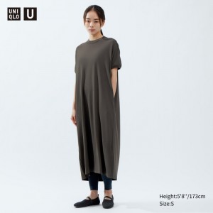 Saty Uniqlo Draped Kratke-Sleeve Damske Olivovo Zelená Slovensko | I778430