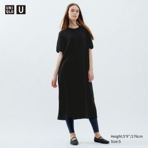 Saty Uniqlo Draped Kratke-Sleeve Damske Čierne Slovensko | G278826