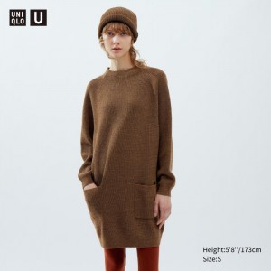 Saty Uniqlo Mock Neck Long-Sleeve Damske Hnede Slovensko | S368426