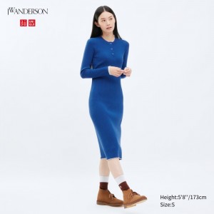 Saty Uniqlo Rebrovaný Long-Sleeve Knit Damske Modre Slovensko | E422467
