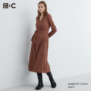 Saty Uniqlo Wrap Long-Sleeve Damske Hnede Slovensko | W252304