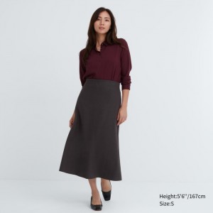 Sukne Uniqlo Brushed Jersey Flared Damske Tmavo Hnede Slovensko | L892080