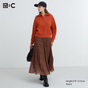 Sukne Uniqlo Chiffon Plisované Damske Hnede Slovensko | B693777