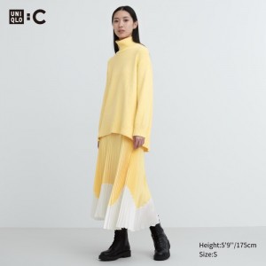 Sukne Uniqlo Plisované Color Block Damske Žlté Slovensko | Y086714
