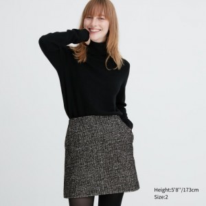 Sukne Uniqlo Tweed Mini (Houndstooth) Damske Tmavo Siva Slovensko | E660325