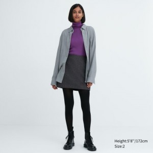 Sukne Uniqlo Vlna Blend Mini Damske Tmavo Siva Slovensko | P367532