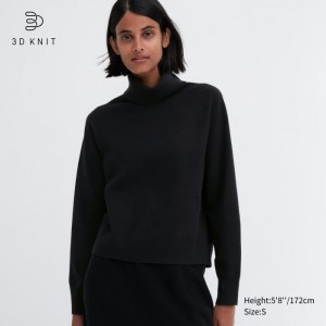 Sveter Uniqlo 3D Knit Souffle Yarn Long-Sleeve Damske Čierne Slovensko | V564846
