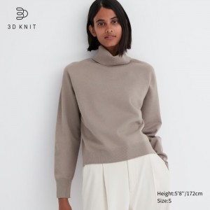 Sveter Uniqlo 3D Knit Souffle Yarn Long-Sleeve Damske Béžové Slovensko | P021980