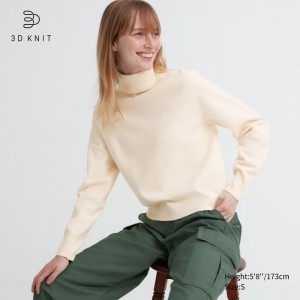 Sveter Uniqlo 3D Knit Souffle Yarn Long-Sleeve Damske Biele Slovensko | G854841