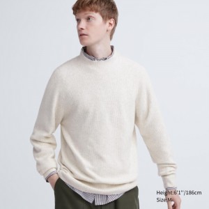 Sveter Uniqlo 3D Knit Souffle Yarn Mock Neck Long-Sleeve Panske Biele Slovensko | Q342694