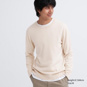 Sveter Uniqlo Cashmere Crew Neck Long-Sleeve Panske Natural Slovensko | R673883