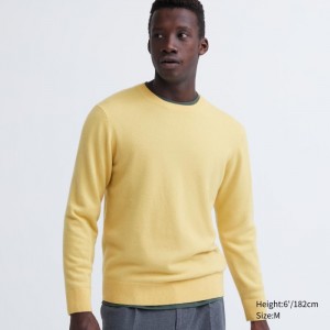 Sveter Uniqlo Cashmere Crew Neck Long-Sleeve Panske Žlté Slovensko | N286475