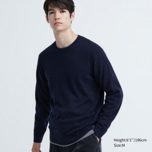 Sveter Uniqlo Cashmere Crew Neck Long-Sleeve Damske Námornícka Modrá Slovensko | P250982