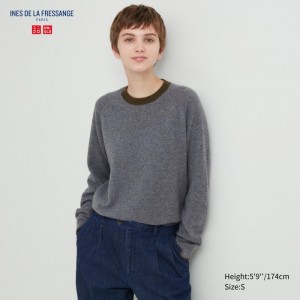 Sveter Uniqlo Cashmere Crew Neck Long-Sleeve Damske Tmavo Siva Slovensko | Y060288
