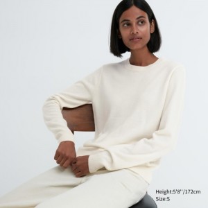 Sveter Uniqlo Cashmere Crew Neck Long-Sleeve Damske Biele Slovensko | R993193