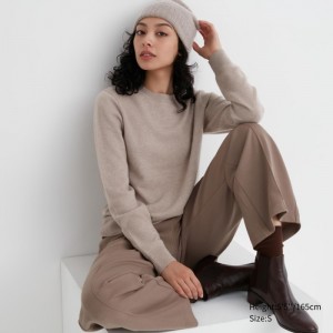 Sveter Uniqlo Cashmere Crew Neck Long-Sleeve Damske Béžové Slovensko | E293326