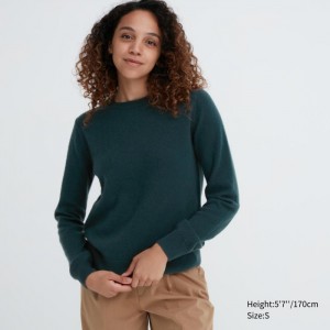 Sveter Uniqlo Cashmere Crew Neck Long-Sleeve Damske Tmavo Zelene Slovensko | J267552