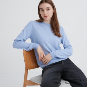 Sveter Uniqlo Cashmere Crew Neck Long-Sleeve Damske Svetlo Modre Slovensko | J752866