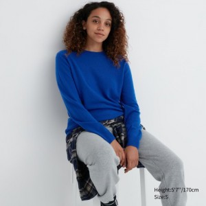 Sveter Uniqlo Cashmere Crew Neck Long-Sleeve Damske Modre Slovensko | G866560