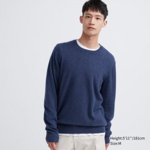 Sveter Uniqlo Cashmere Crew Neck Long-Sleeve Panske Modre Slovensko | Y909449